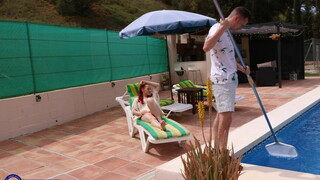 Enjoy Fire Girl Sucks Poolboy's Cock by the Poolside - porn videos on ONE-PORN.COM
